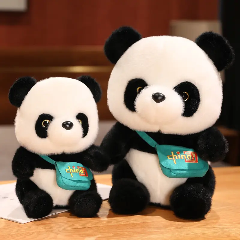 Cute Baby Panda With Bag Plush Toys Lovely Soft Stuffed Cartoon Animals Dolls For Birthday Christmas Gift