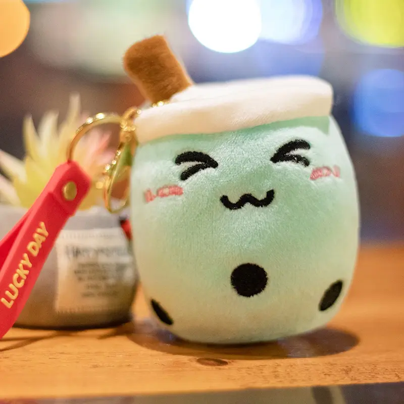 Cute Milk Tea Plush Doll Toys Pendant  Bag Accessories Keychain Pendant Bag Car Pendant Children's Gifts