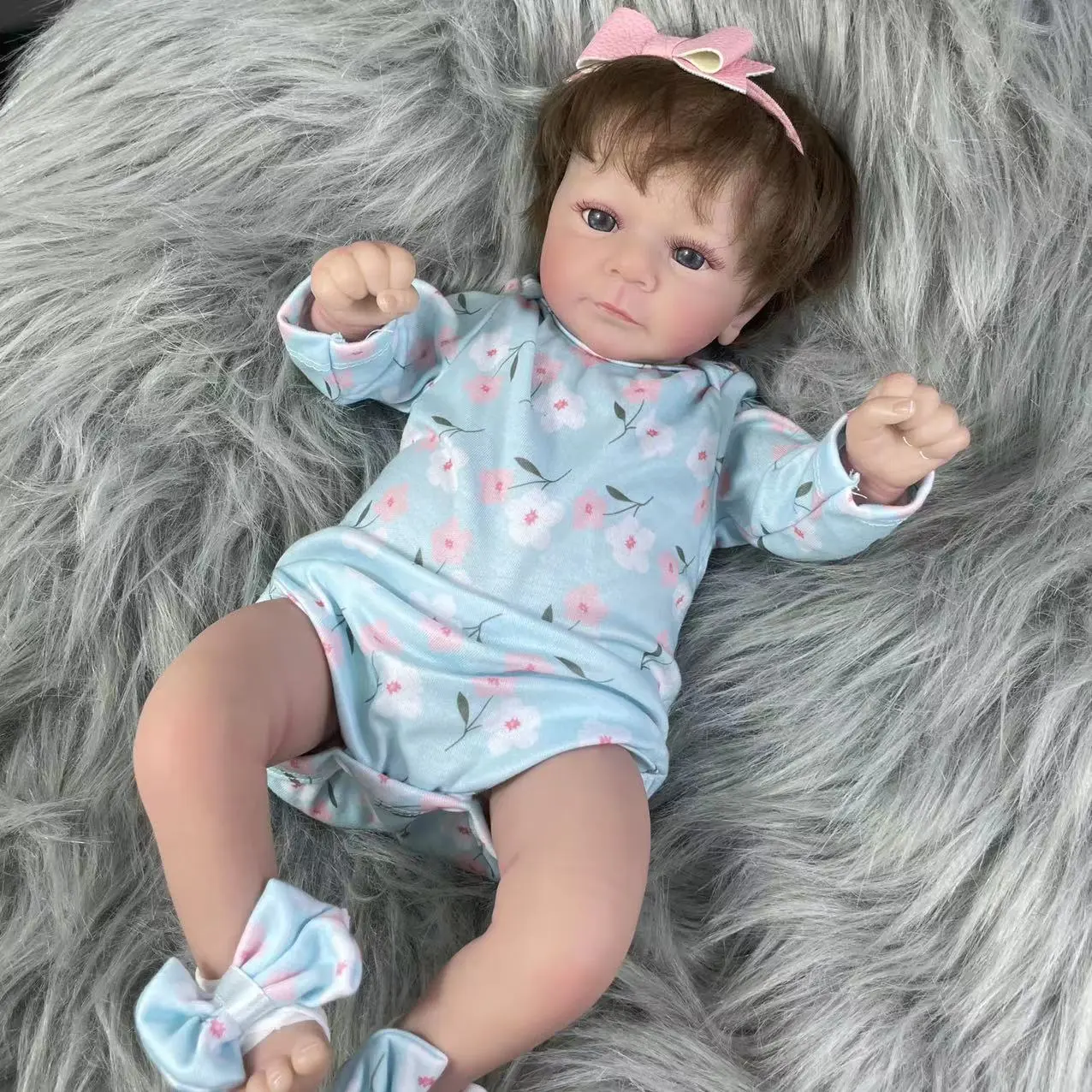 18Inch Already Finished Reborn Baby Doll Felicia Adorable Girl Lifelike Doll 3D Skin Tone Veins Doll Gift With Doll Accessories
