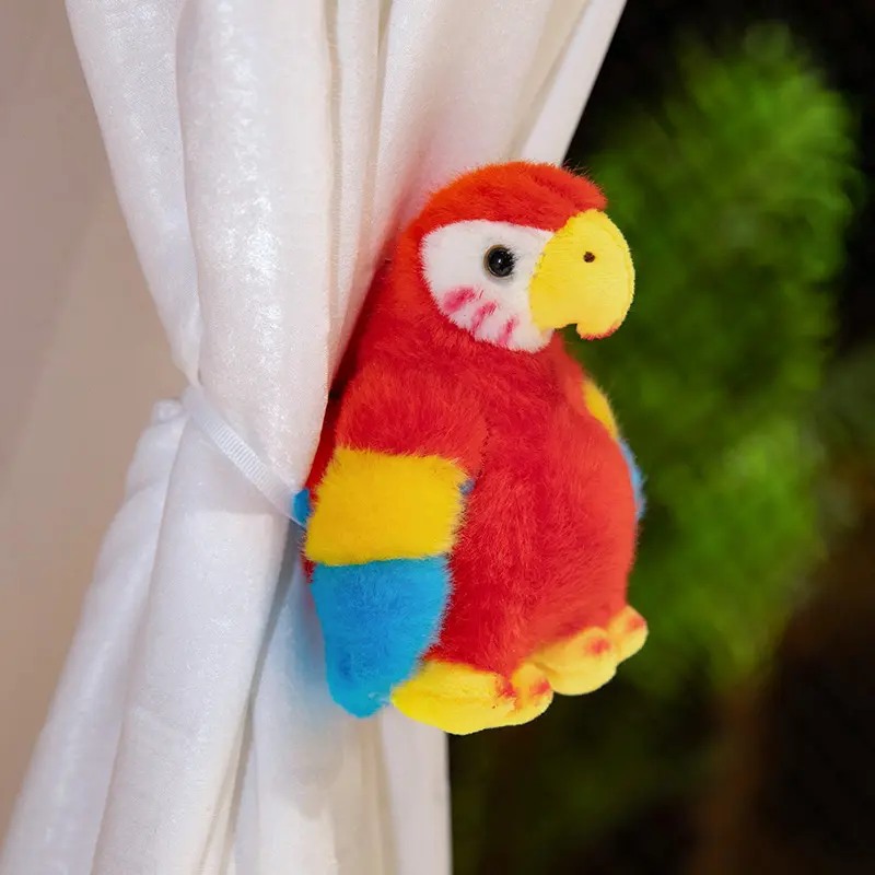 12CM Magnetic Simulation Parrot Plush Toy Stuffed Soft Animal Pillow Fun Toys Home Decro Birthday Gifts