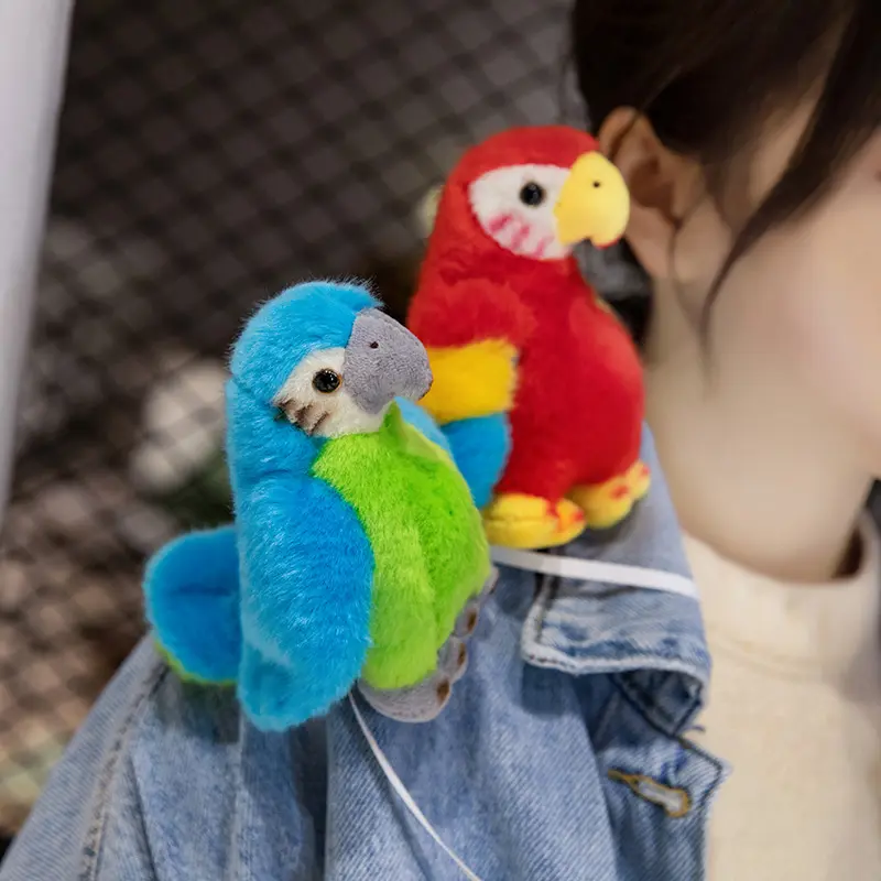 12CM Magnetic Simulation Parrot Plush Toy Stuffed Soft Animal Pillow Fun Toys Home Decro Birthday Gifts