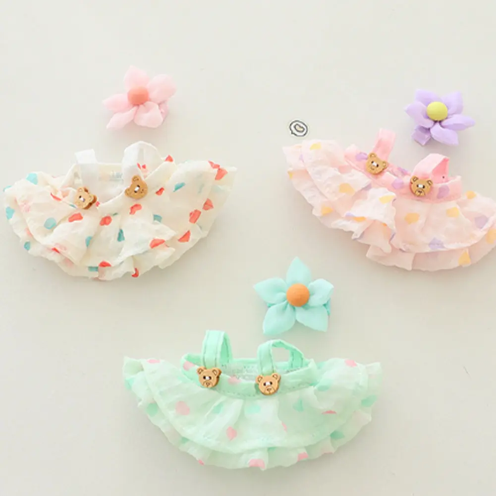 Mini Doll Outfit Soft Knitted Sweater Suit with Camera and Shoes Pendant Skirts Set Kawaii Bear Dress Set for 15-17cm Doll