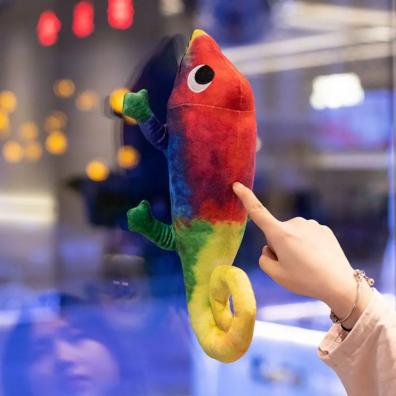 1PC Funny Simulation Colorful Chameleon Plush Toy Soft Creative Cartoon Dinosaur Stuffed Animal Doll Appease Toys Presents