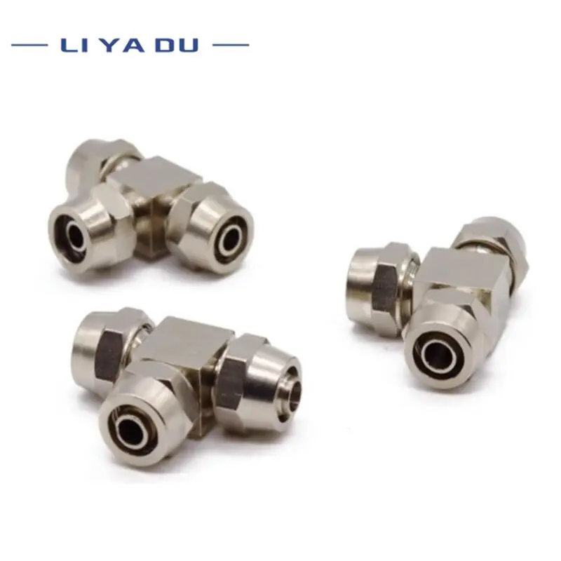 PV PE PU Copper Plated Nickel Pneumatic Air Quick Connector T/L-type OD 4 6 8 10 12 14MM  For Hose Tube Fast Joint Connection