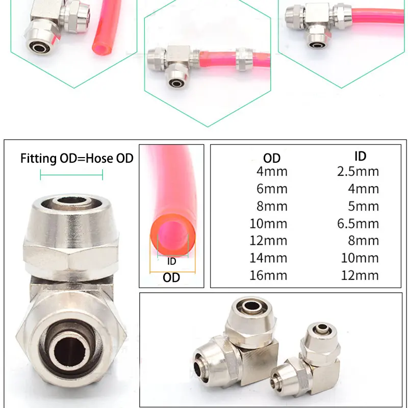 Copper Plated Nickel Pneumatic Air Quick Connector For Hose Tube OD 4MM 6 8 10 12 14 16MM Fast Joint Connection KPV KPE  PZA