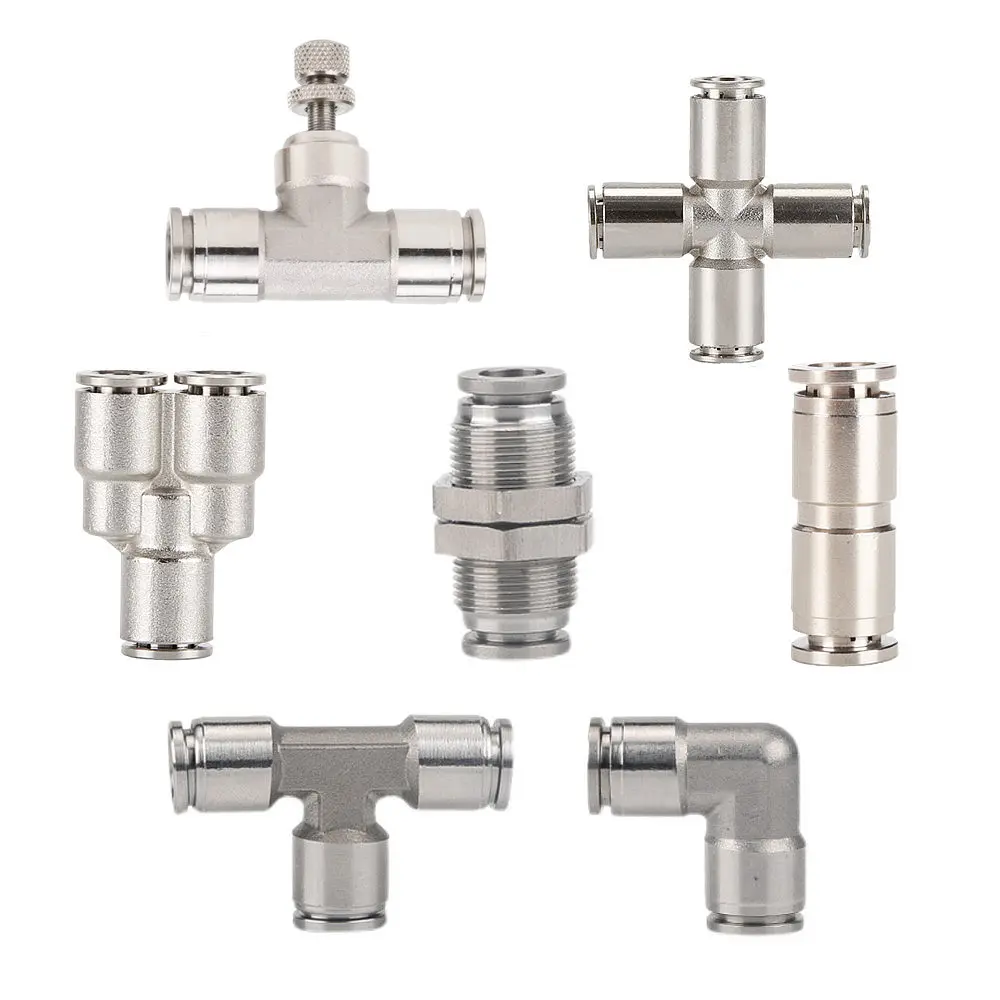 PU PV PE PY PZA SA PM 304 stainless steel metal pneumatic quick coupling 4 6 8 10 12 14 16mm push in air Hose connector