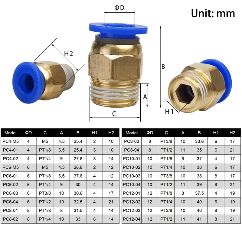 10Pcs PC/PCF/PB/PL/PX/SL/PD Series Quick Release Fitting Compressor Accessories Air Pneumatic Fittings