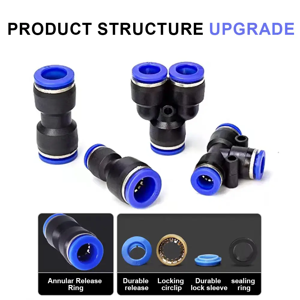 Pneumatic Fitting Pipe Connector Tube Air Quick Fittings Water Push In Hose Plastic 4mm 6mm 8mm 10mm 12mmPV PE PU PY Connectors