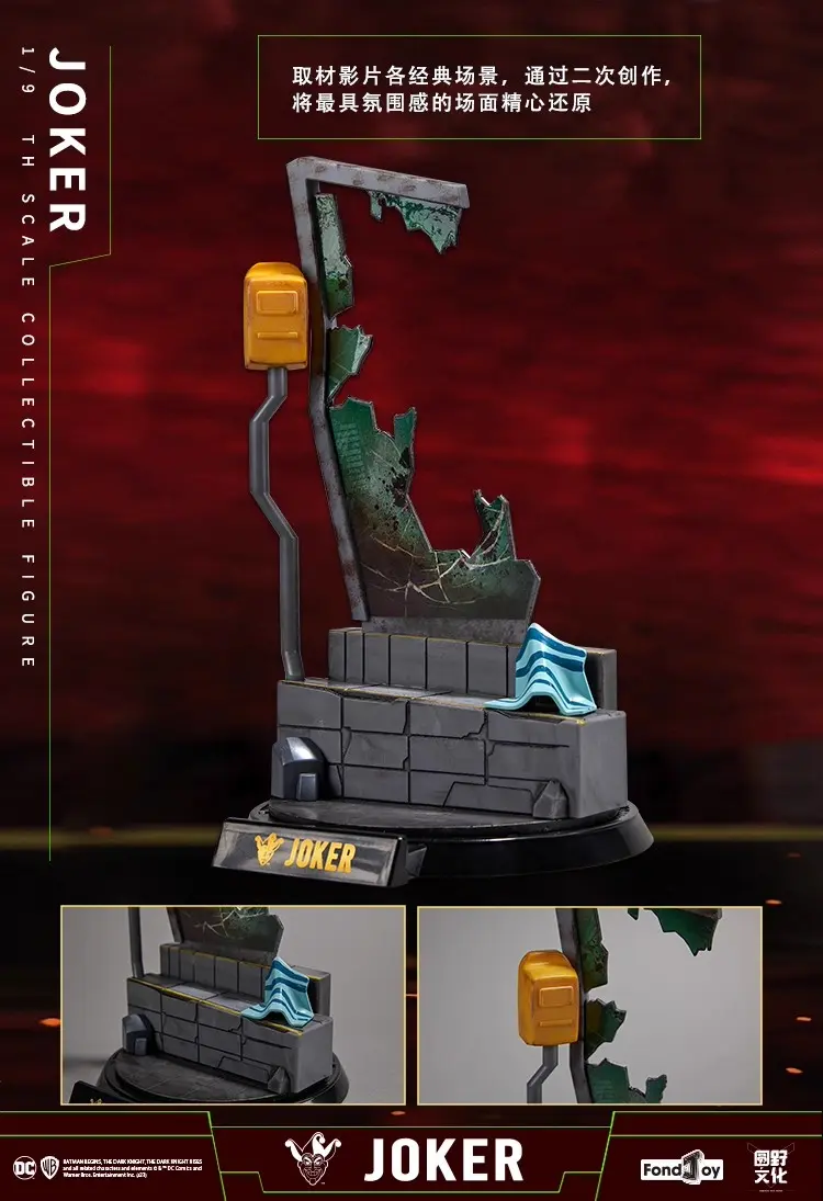 Original Fondjoy Batman Action Figure Joker Anime Figurine 1/9 Sale With Luxury Base Collection The Dark Knight Model Toys Gifts