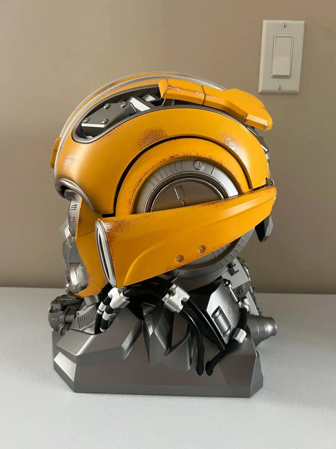 Bumblebee Optimus Prime 1:1 Helmet Voice Control Mask Action Figure Bluetooth Base Light Up Eyes Collection for Kids Toys Gift