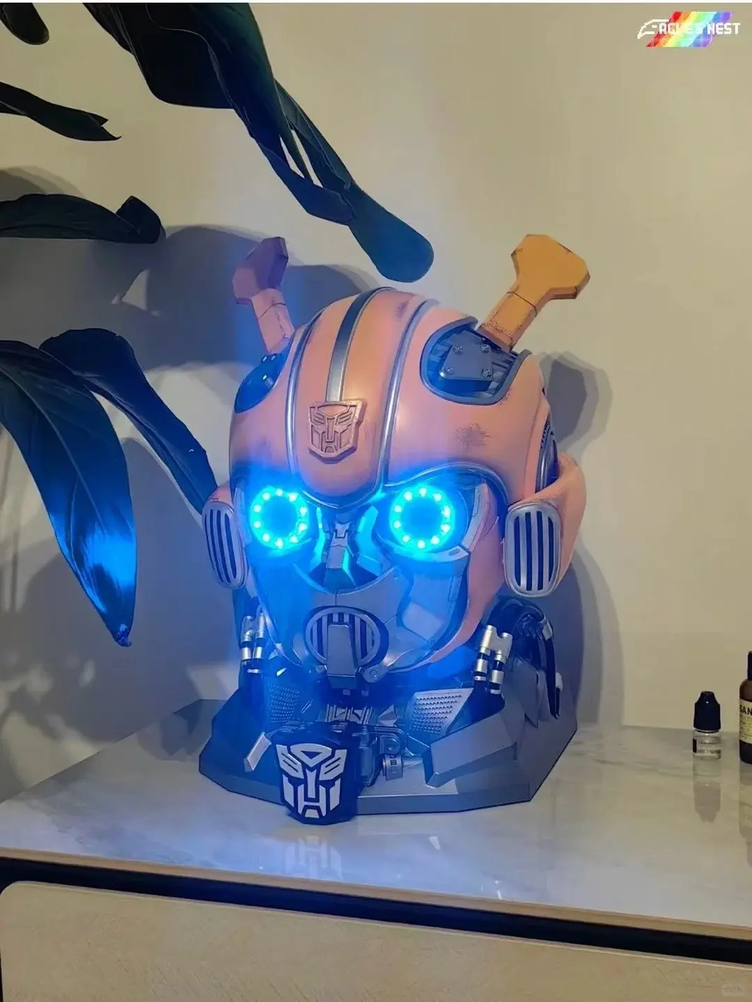 Bumblebee Optimus Prime 1:1 Helmet Voice Control Mask Action Figure Bluetooth Base Light Up Eyes Collection for Kids Toys Gift