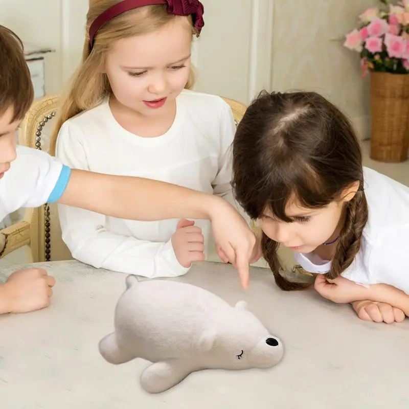 White Bear Stuffed Animal Plush Toys Stuffed Animal With Colorful LED Lights Soft Doll Hugging Pillow Home Decoration Night