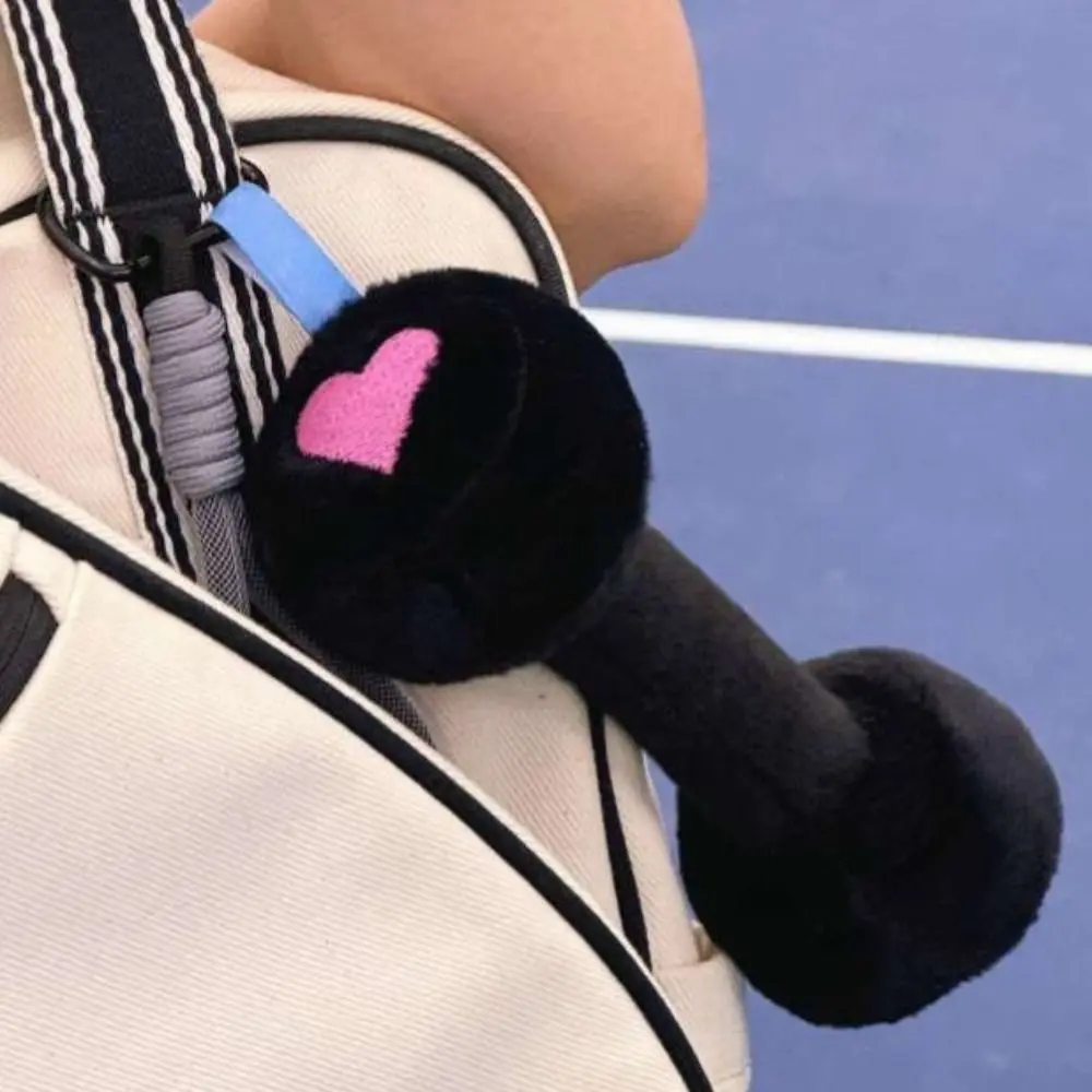 Bicep Curl Plush Dumbbel Pendant Graspable 1:1 Simulation Dumbbel Keychain High Quality Stuffed Plush Dumbbel Keyring