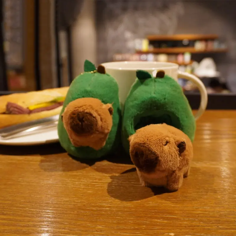 10cm Creative Cute Avocado Capybara Plush Toy Capybara Doll Key Chain Plushie Capibala Pendant Holiday Gift Kawaii Fruit Doll