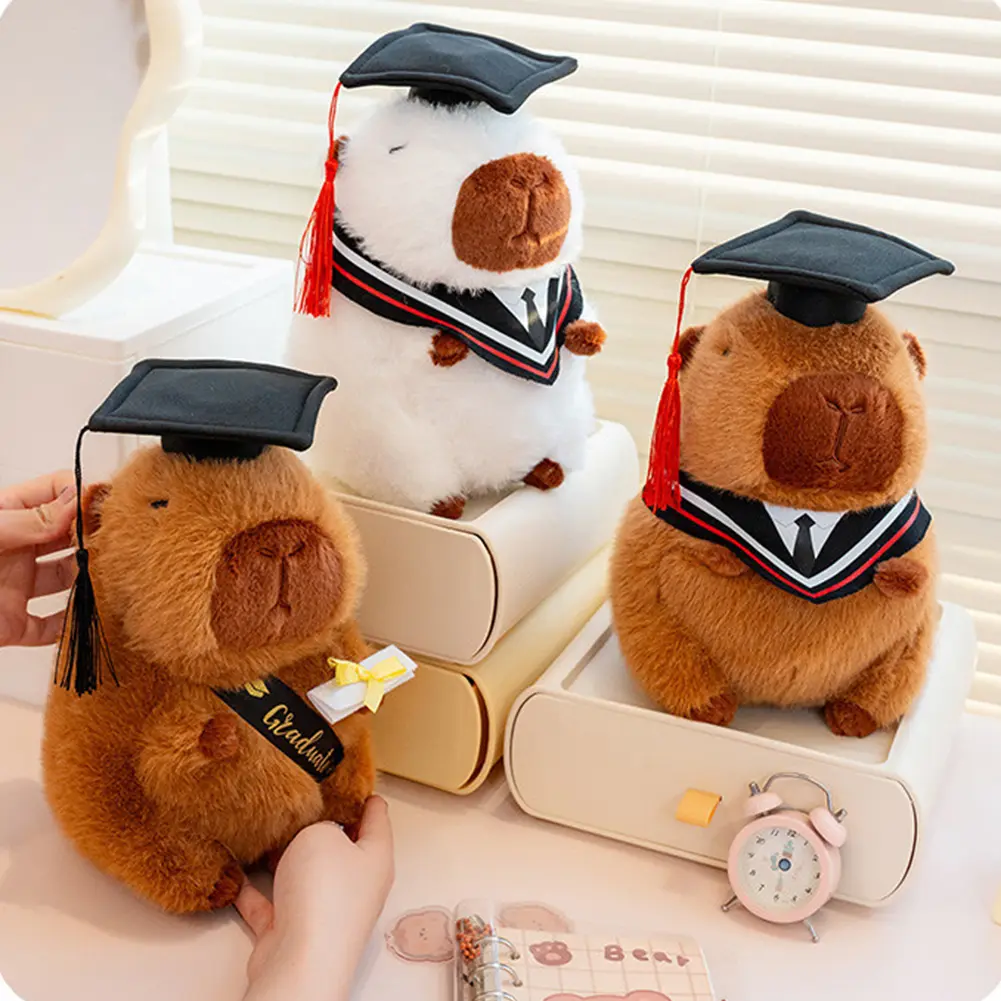1/2PCS 25cm Graduation Capybara Plush Doll Stuffed Animal Doctoral Cap Graduation Plush Toy Graduation Gift For Students