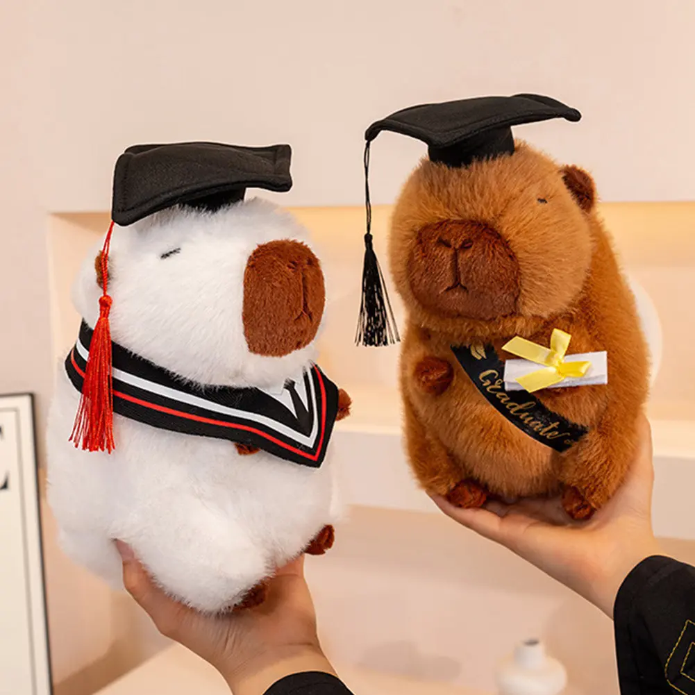 1/2PCS 25cm Graduation Capybara Plush Doll Stuffed Animal Doctoral Cap Graduation Plush Toy Graduation Gift For Students