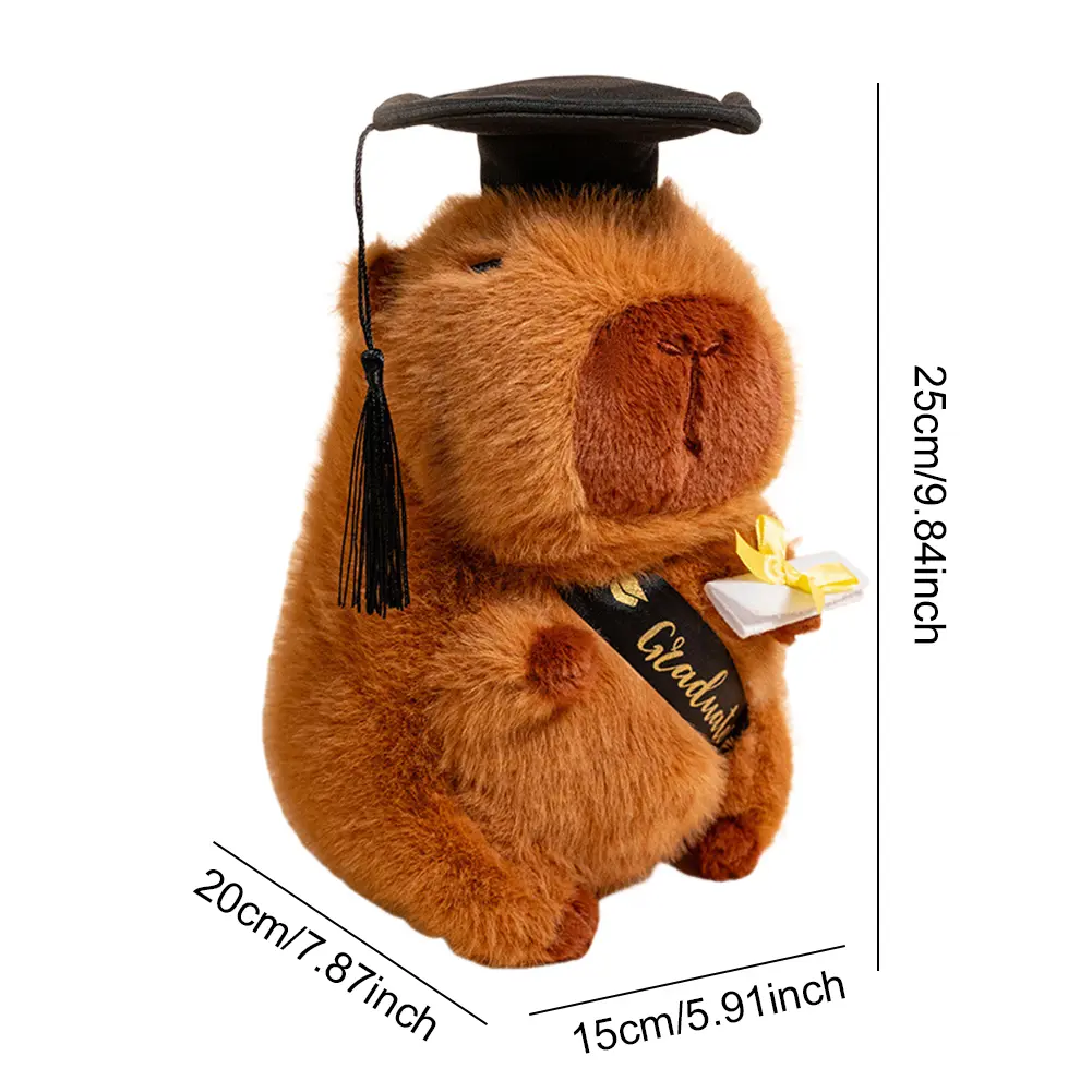 1/2PCS 25cm Graduation Capybara Plush Doll Stuffed Animal Doctoral Cap Graduation Plush Toy Graduation Gift For Students