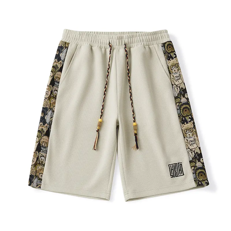 Summer Fashion New Men's Five Pants Drawstring Elastic Waist Beautifully Embroidered Shorts Loose Breathable Men's Clothing