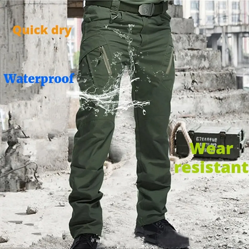 Men's Outdoor Cross-Country Tactical Multi-Pocket Elastic Urban Sports Pants New Casual Military Work Pants Plus Waterproof 6xl
