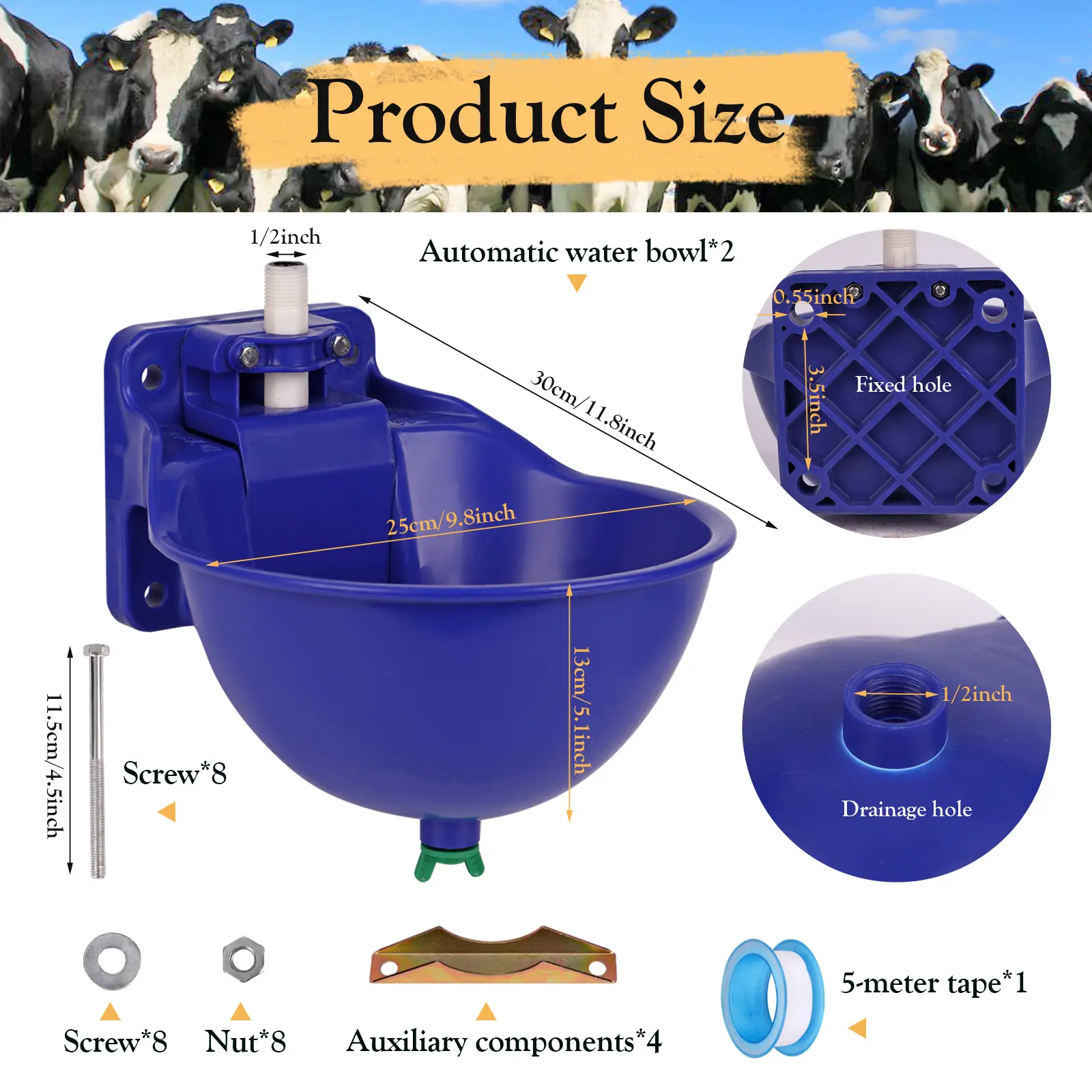 New Automatic Cow Horse Water Drinker Bowl Water Dispenser Sheep Bowl type Animal Dog drinking water equipment