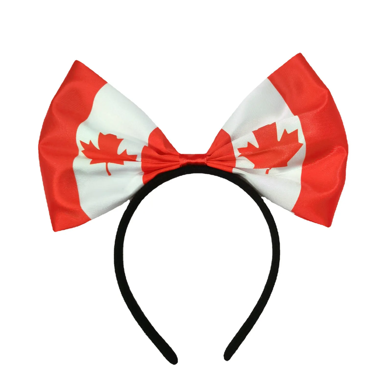 Canadian Flag Headband Girl Bowknot Headwear Canadian National Day Flag Maple Leaf Bow Hair Hoop Canadian Party Supplies