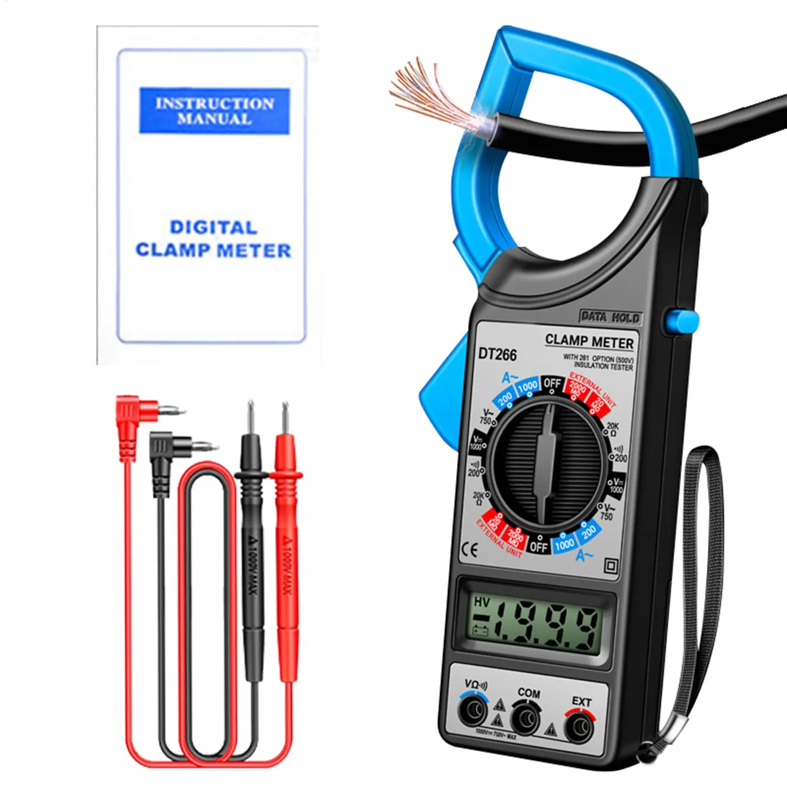Amp Clamp Multimeter Multimeter Voltage Tester LCD Display Detector With Jaw Design Electrician Tools For AC DC Current Voltage