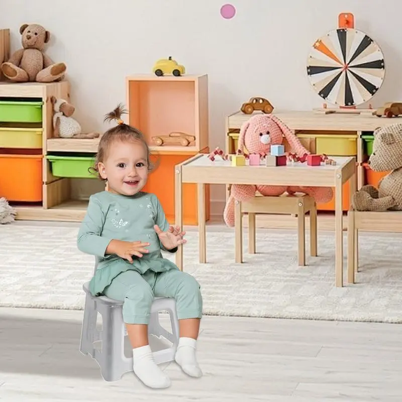 Step Stool For Kids Cute Animal Kids Folding Chairs With Back Support Thickened Seat Furniture Home Shoe Changing Chair For Home