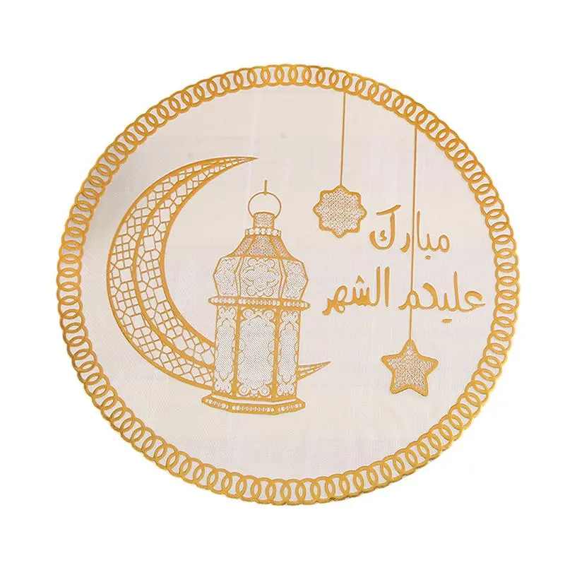 1PC Random pattern Moon Lamp Star Placemats Colorful Moon Lamp Star Eid Place Mats Round Eid Parties Placemats Table Placemat