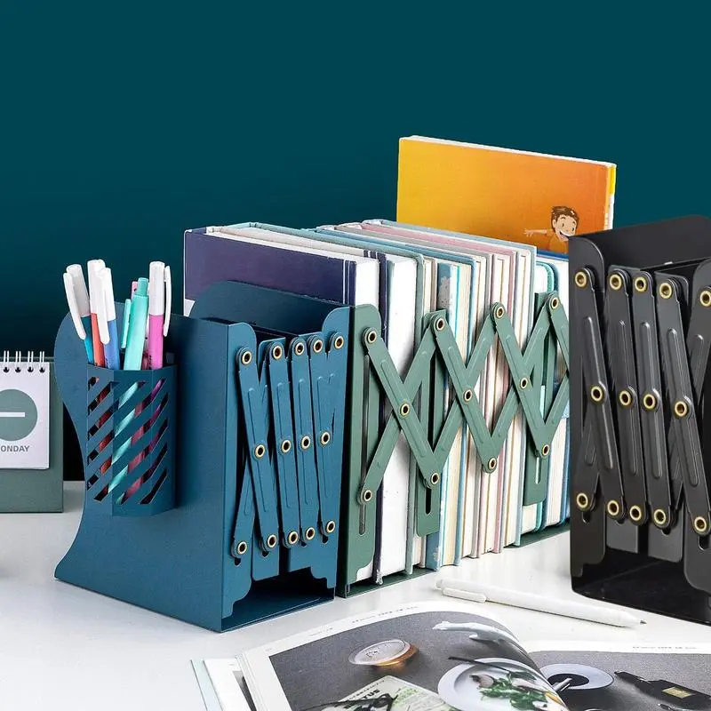 Bookshelf For Desk Small Bookcase Telescopic Desktop Bookshelf Metal Desk Organizer With Pen Holder Desktop Bookcase Desk Top