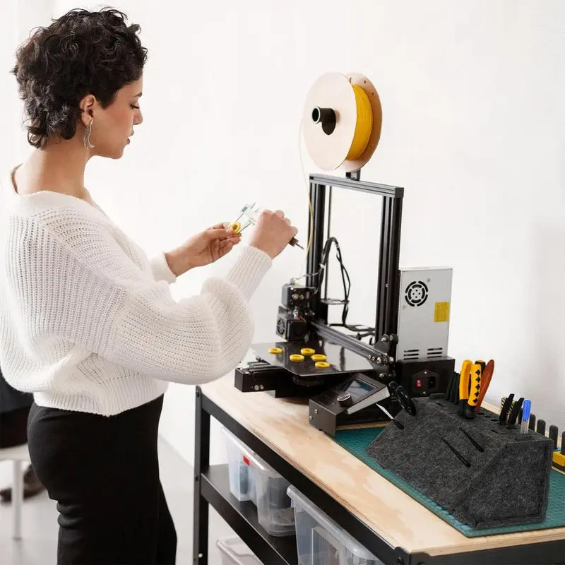 3D Printer Tools Storage Desktop Detachable Organizer Felt Holder With 24 Slots Space-Saving Case For Studio Family Home Garage