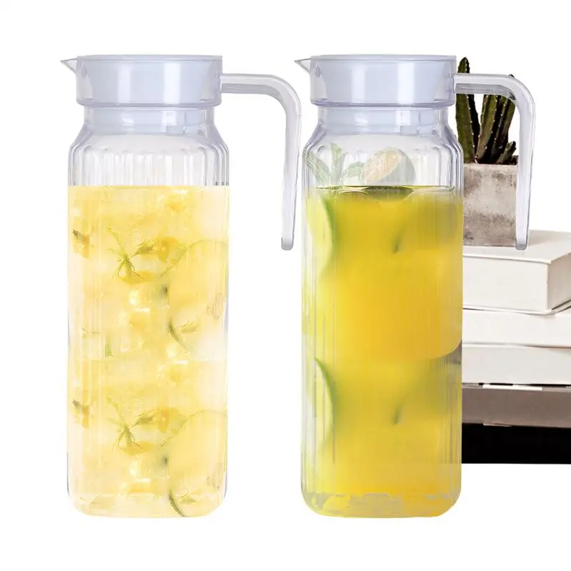 2pcs Water Pitcher Lemonade Pitcher Container Shatter-Proof Drink Beverage Fridge Jug Water Jugs Juice Tea Milk Kettles