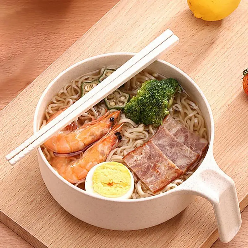 Noodle Bowl Set Rice Bowl With Chopsticks Spoon And Fork Ramen Noodle Rice Bowl With Lid And Handle For Home Dorm Room College