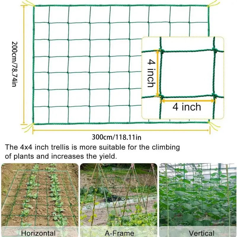 Netting For Climbing Plants 78.74x118.11 Inches Cucumber Garden Netting Fruit Growth Protection Flower Support Net For Vegetable