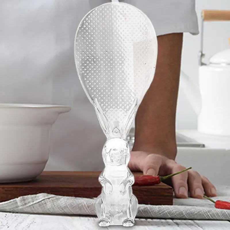 Rice Paddle Bunny Shape Clear Scooper Multifunctional Flat Standing Rice Spoon For Mixing Baking Stirring Scooping Serving