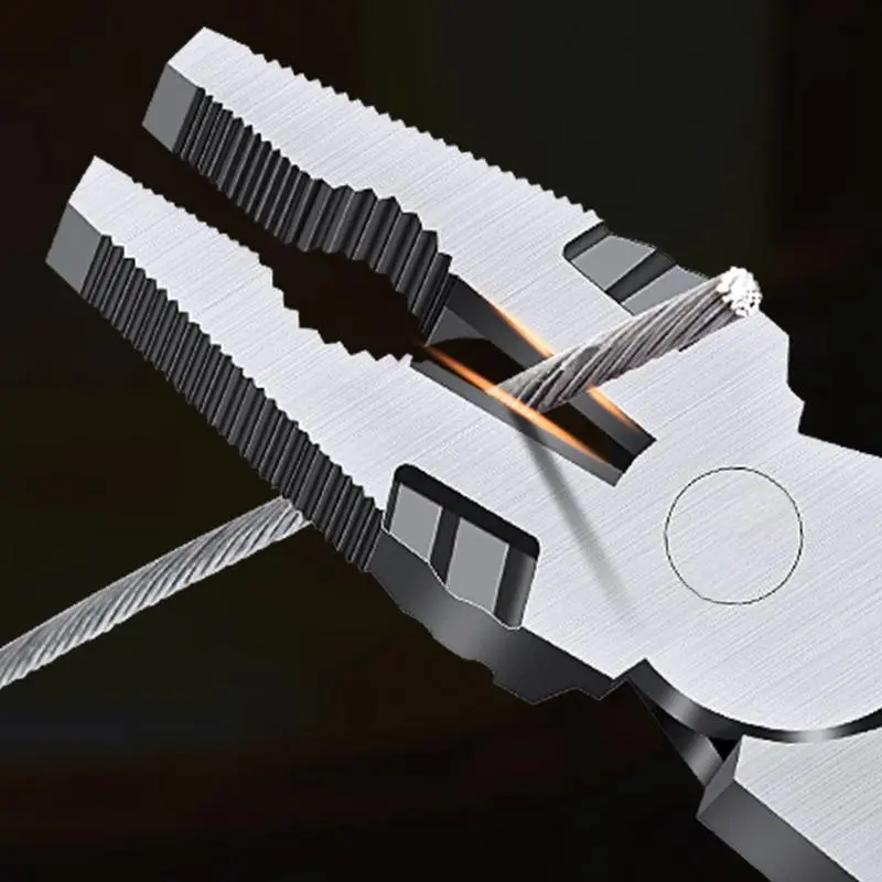 Multifunctional Wire Strippers Multifunctional Steel Flat-Mouth Cable Pliers with Electricity Measurement Electrician Plier 9-In