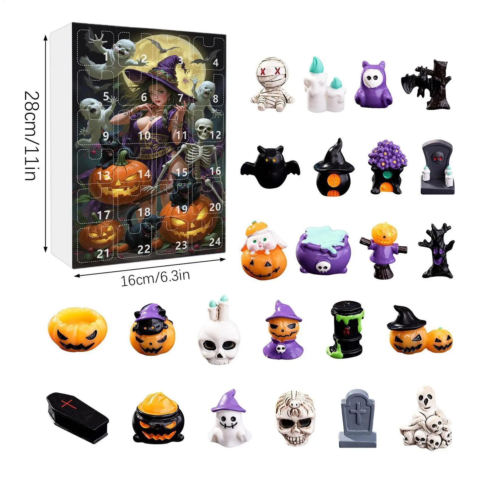 Countdown Calendar Halloween Scary Statue For Shelf Decor 24-day Countdown Calendar Resin Figurines For Shelf Fireplace Desktop