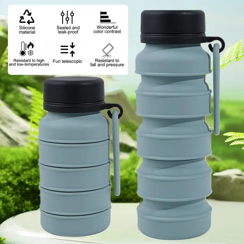 Silicone Foldable Water Bottle Large Capacity Leakproof Water Bottles Travel Water Bottles Water Bottle For Kids Cute Water