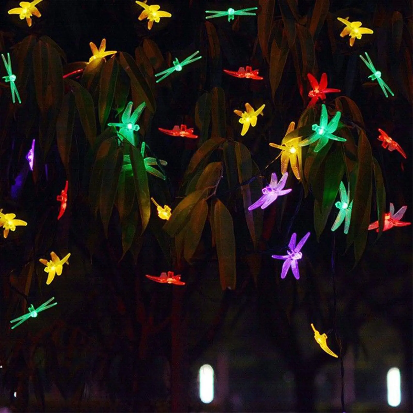 Solar String Lights Outdoor Solar Charging String Lights For Outdoors Dragonfly Decoration Illumination Dusk-to-Dawn Fairy Lamp