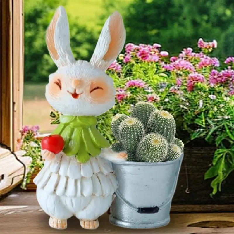 Easter Rabbit Succulent Pots Resin Bunny Statue Succulent Pots Easter Decorative Flower Pot Cute Cartoon Rabbit Plant Pot