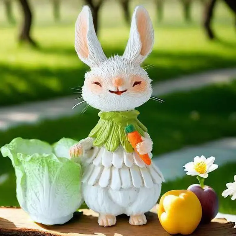 Easter Rabbit Succulent Pots Resin Bunny Statue Succulent Pots Easter Decorative Flower Pot Cute Cartoon Rabbit Plant Pot