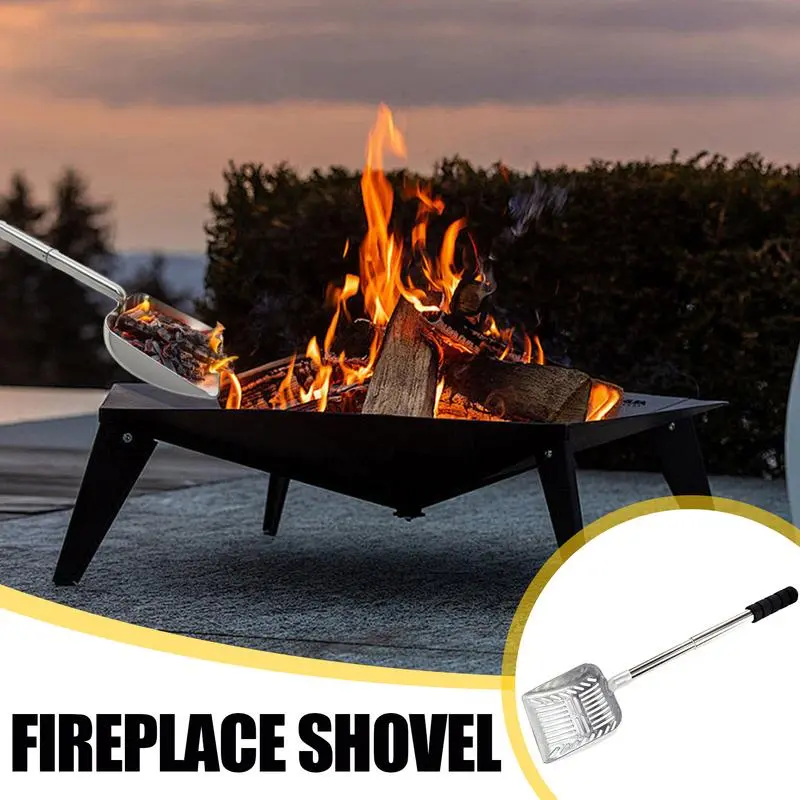 Ash Shovel For Wood Stove Hollow Out Coal Scoop For Fireplace Adjustable Fire Pit Scoop Charcoal Shovel Cleaning Tool For Indoor