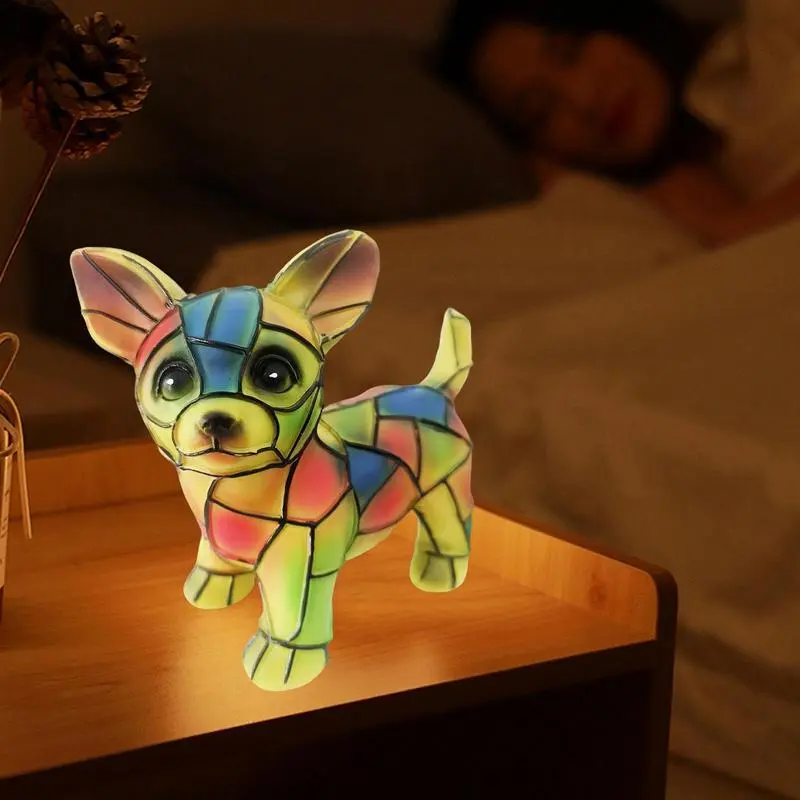 Animal Led Table Lamp Creative Resin Ambient Light Resin Stained cat/dog Lamp Ornament Cute Animal Themed Table Lamp