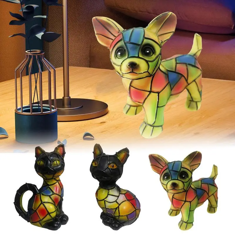 Animal Led Table Lamp Creative Resin Ambient Light Resin Stained cat/dog Lamp Ornament Cute Animal Themed Table Lamp