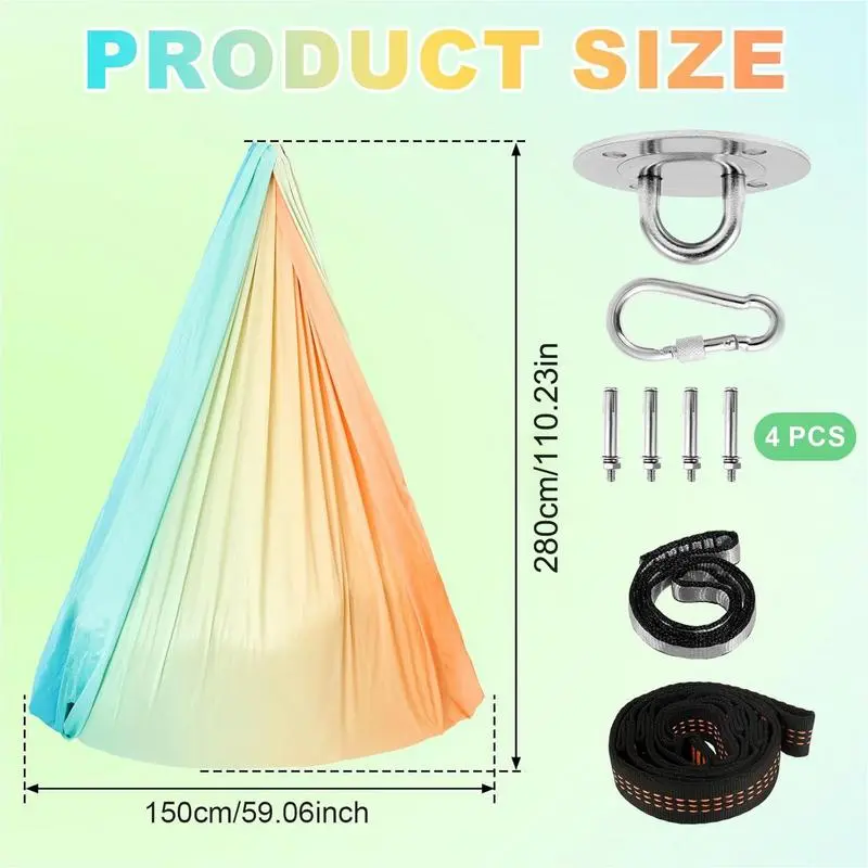 Sensory Swing Indoor Swing Cloth Backyard Double Layer Gradient Color Elastic Rocking Nest ElasticTherapy Cuddle Swing For Child