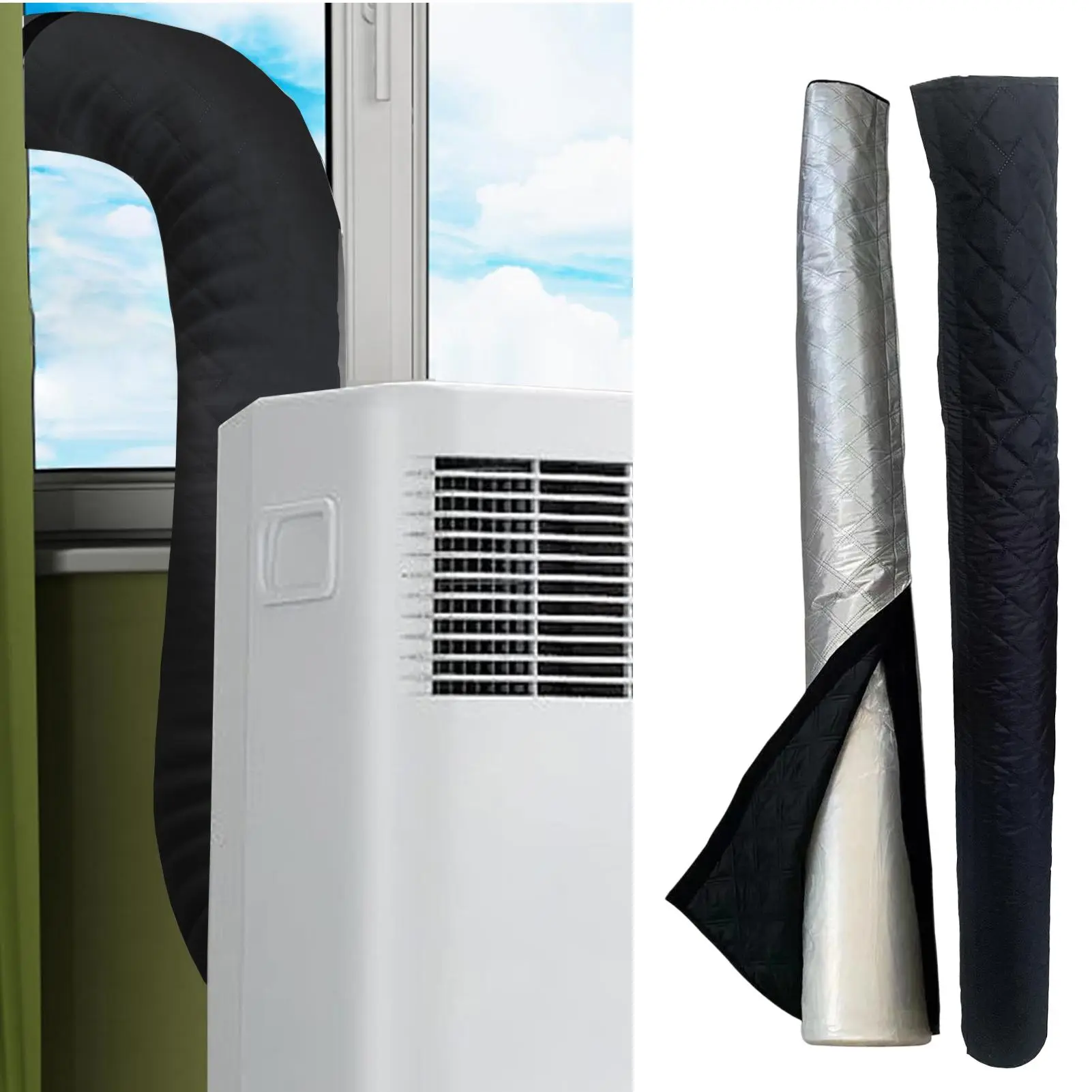 Air Conditioner Hose Cover Wrap Long Exhaust Hoses Tube Wrap Waterproof 59Inch Ling Insulated Sleeve For Energy Efficiency Guard