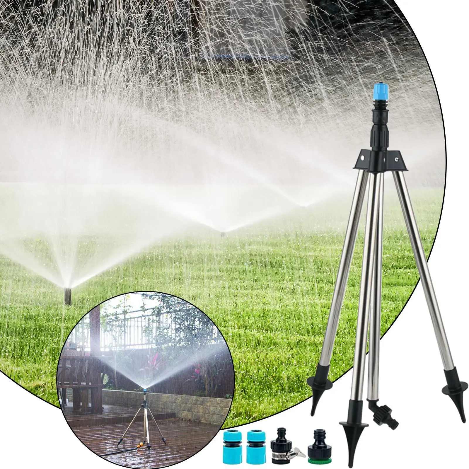 Tripod Sprinkler Garden Rotary Tripod Water Sprinkler Outdoor Adjustable Height Watering Equipment For Yard Flower Bed Orchards