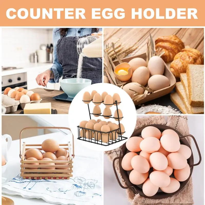 Egg Holder Countertop Metal Fresh Eggs Rack Metal Container Storage Holder Basket Organizer For Kitchen Countertop Rustic Decor