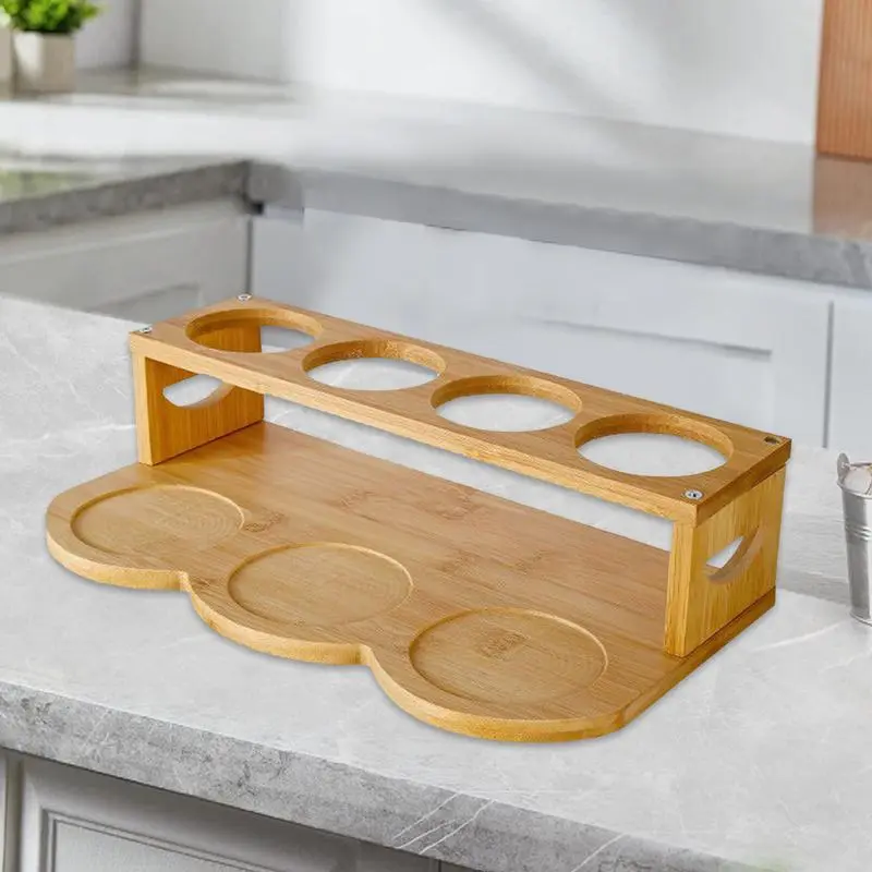 Seasoning Holder Olive Oil Dispenser Bottle Shelf Creative 3 Round And 4 Holes Seasoning Bottle Stand For Oil Vinegar Bottle