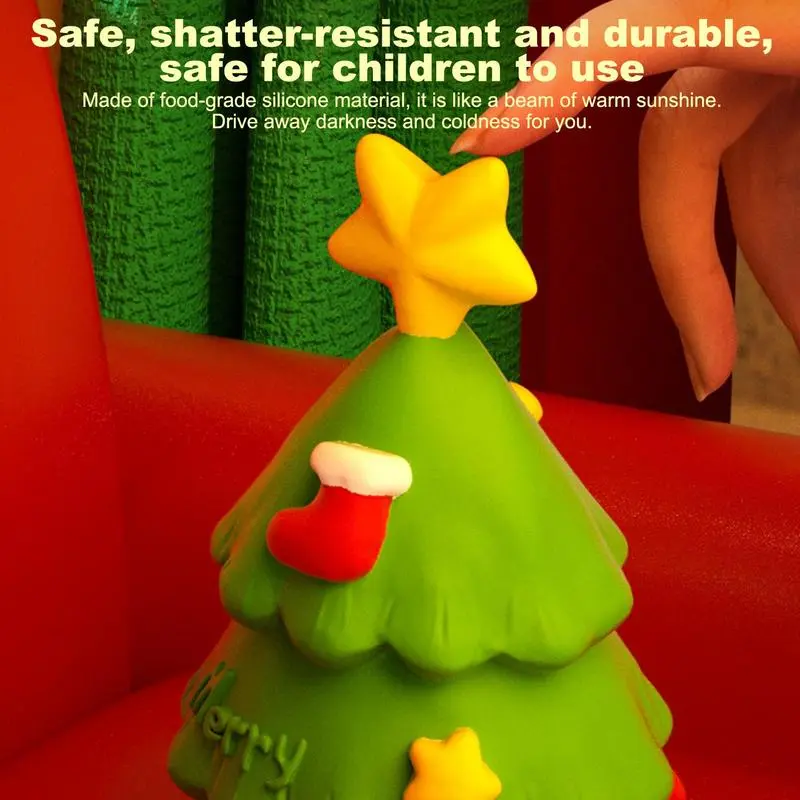 Christmas Tree Bedside Lamp Silicone LED Lamp Rechargeable Bedside Touch Lamp Christmas Nursery Nightlight For Kids Adults All