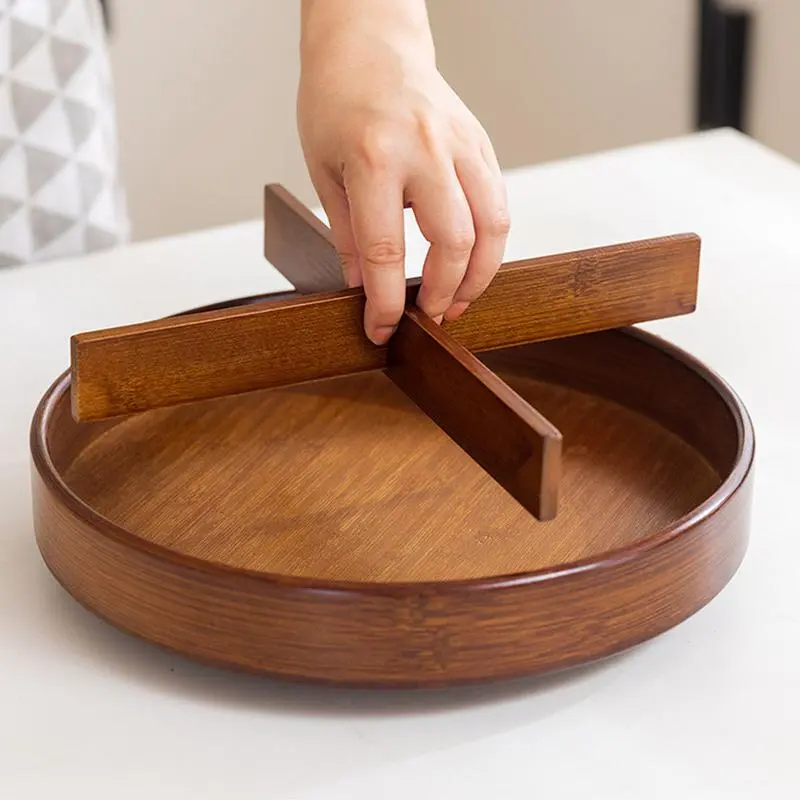 Wood Turntable Organizer Turntable Spices Storage Tray Versatile Organizer Condiment Bottle Rack Cabinet Organizer Shelf 12Inch